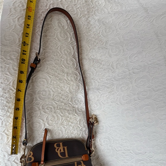 Dooney & Bourke Monogram Domed Brown and Tan Crossbody Bag - Picture 9 of 13